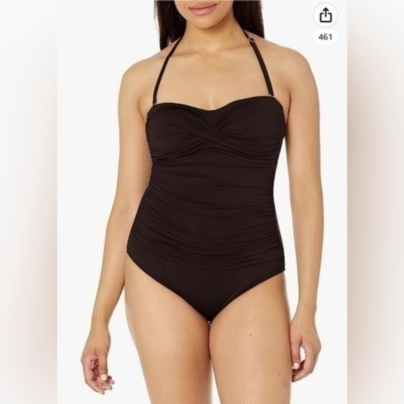NWT Anne Cole Women's Standard Twist Front Shirred One Piece Swimsuit Sz 6 - Picture 1 of 9